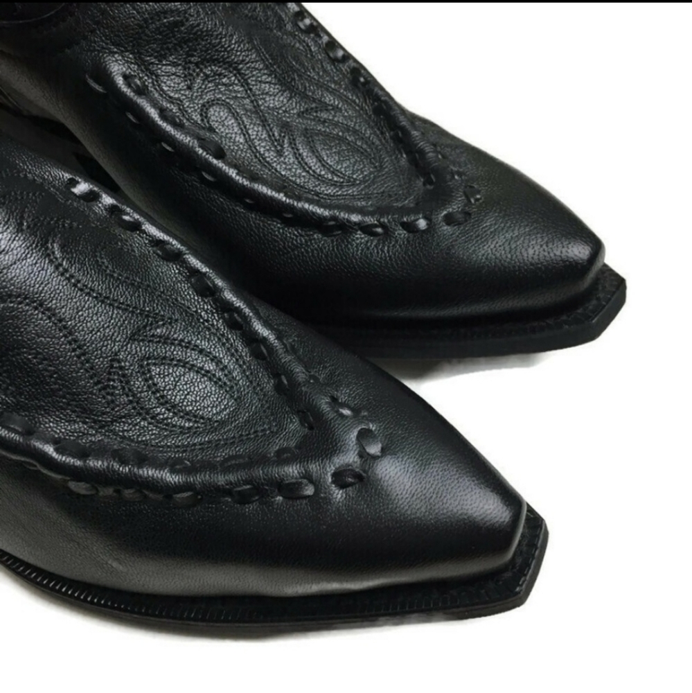 New Laredo Black Goat Bucklace Cowboy Boots Sz 8EW - Picture 6 of 8